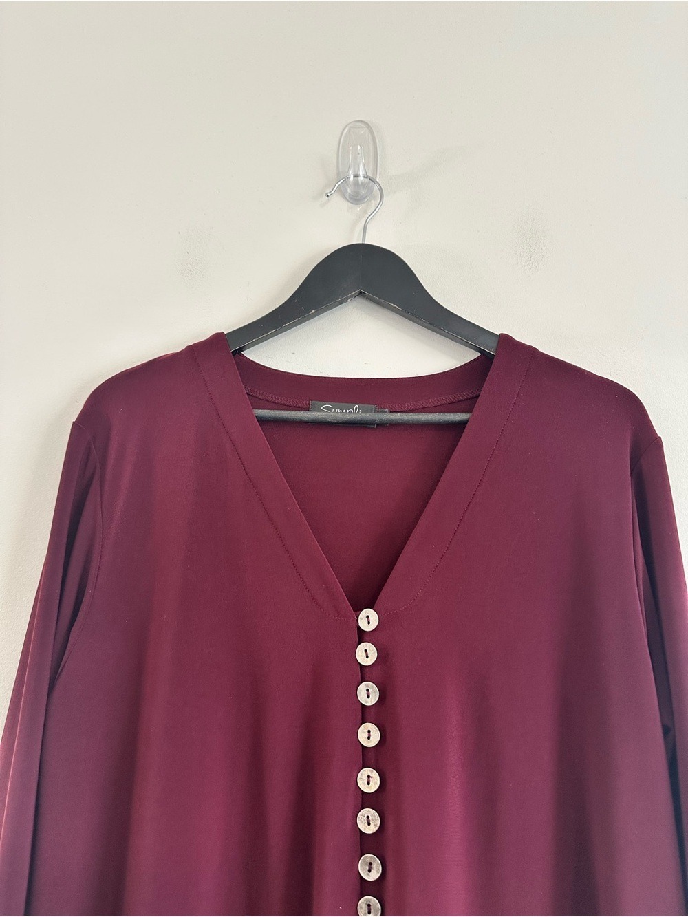Sympli Duo Diva Tunic Top Size 16 Burgundy - Picture 5 of 8